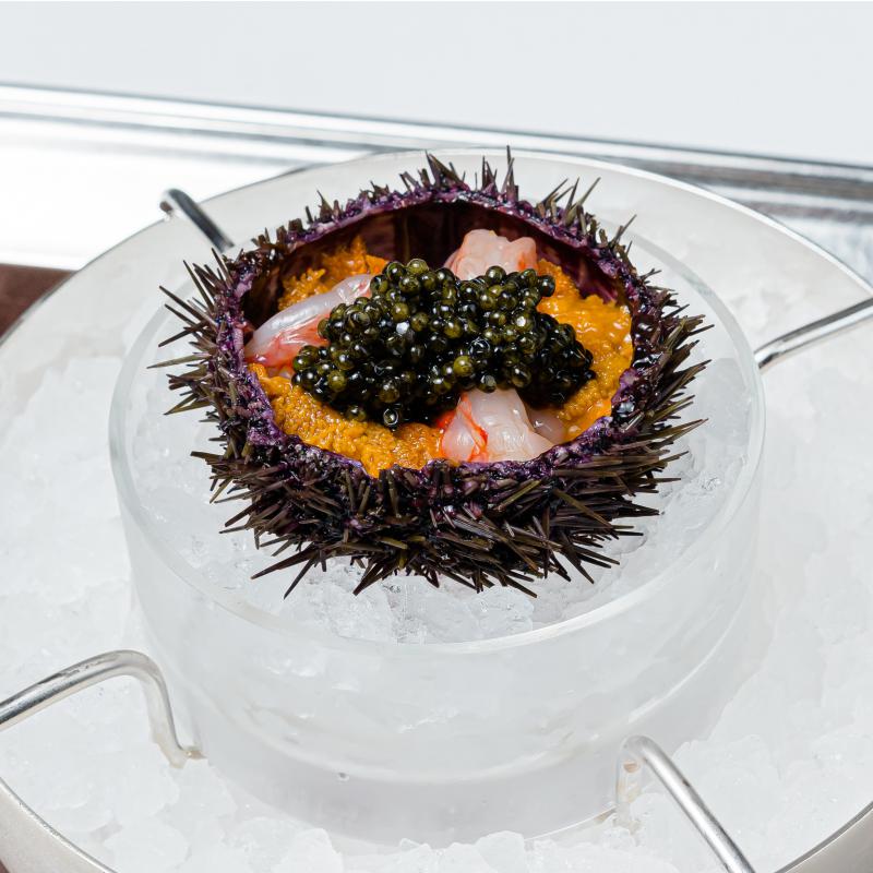 Menu with black caviar